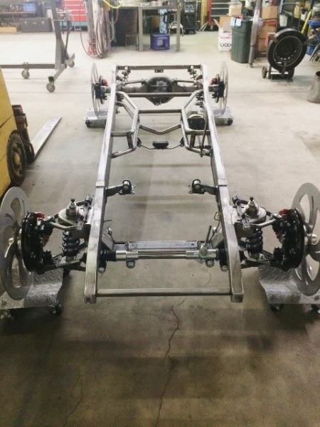 Progressive Automotive 1931-32 Chevrolet car/1931-33 1/2 ton truck frame with optional Wilwood brakes, complete brake system, and RideTech HQ coil-overs.