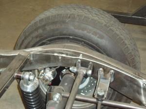 Rear brake line routing, shown