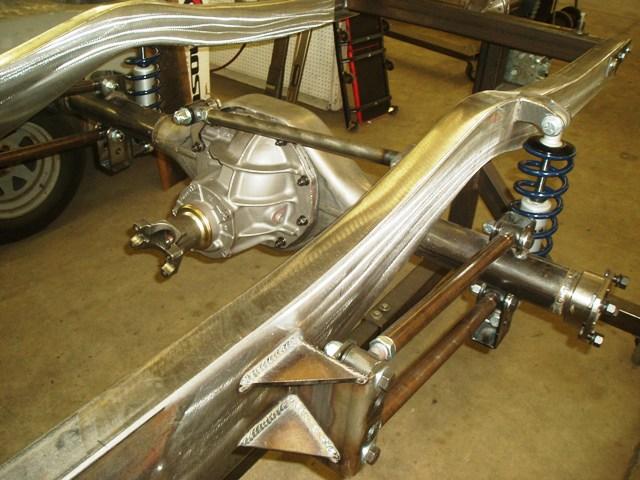 4 Link Rear Suspension Progressive Automotive Parallel 4-bar, Panhard bar kit, Ride Tech coil-over and Upper coil-over mounts shown