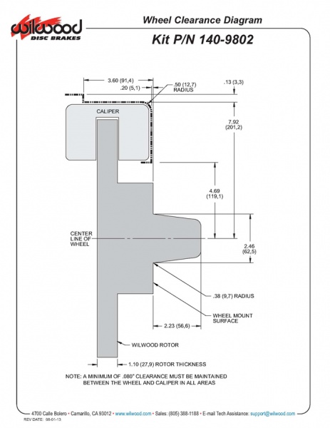 Wilwood 140-9802 series fitment diagram