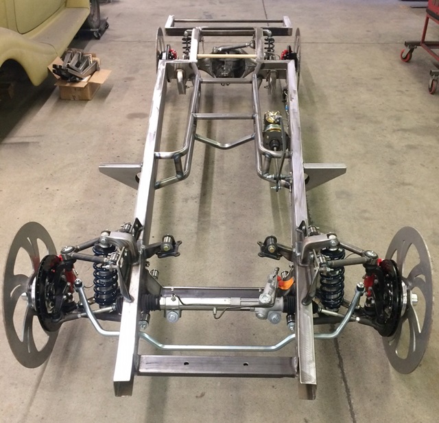 Progressive Automotive 1947-53 Chevrolet truck chassis with Tubular IFS, rear frame rails narrowed more than 2”/4-Link, Ride Tech HQ coil-overs & Wilwood brakes