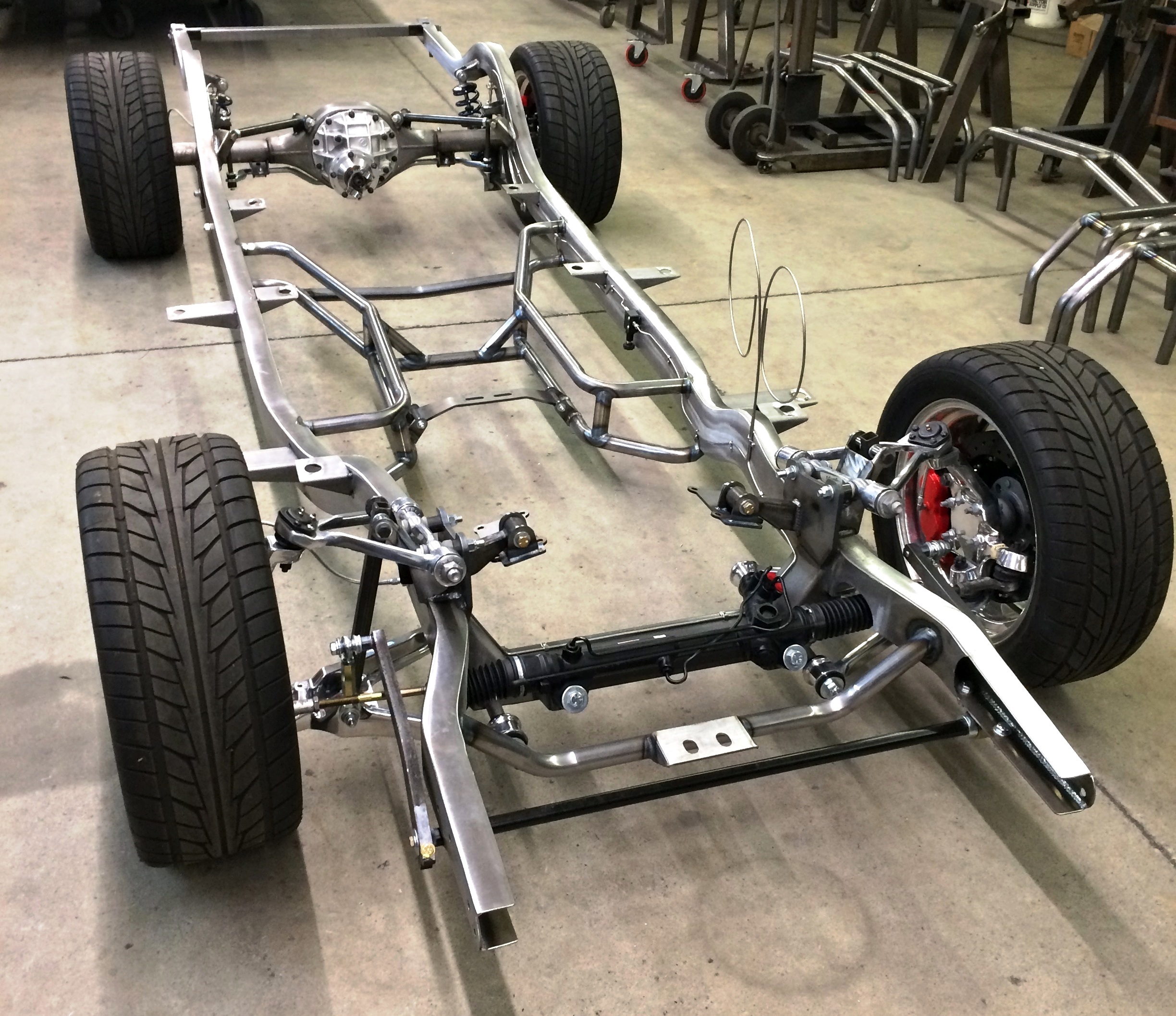 Progressive Automotive 1955-57 Chevrolet chassis with C4 Corvette suspension, Triangulated 4-bar and optional parts