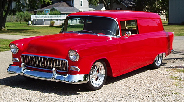 1955 Chevrolet delivery featuring Progressive Automotive chassis