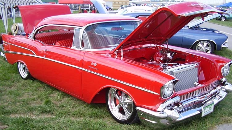 1957 Chevrolet hardtop featuring Progressive Automotive chassis