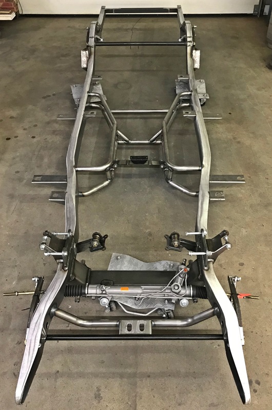 1955-56 Chevy frame with Stock width 1984-87 Corvette brackets